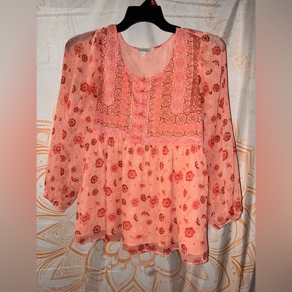 Lucky Brand Tops - Lucky Brand Coral Floral Blouse